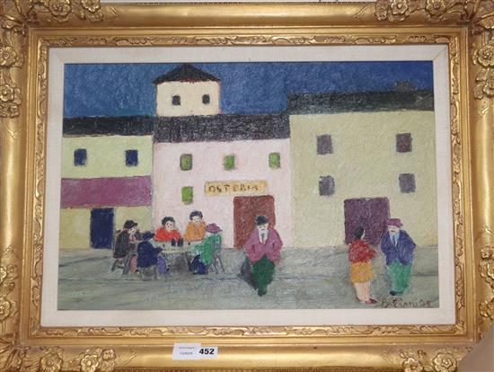 Balli Biaqu, oil on canvas, Osteria Grande, inscribed verso and dated 1990, 40 x 60cm